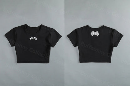 black short sleeve crop top